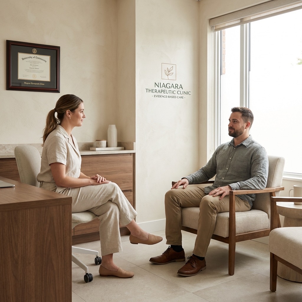 Clinical acupuncture treatment at RMT Lounge in Thorold